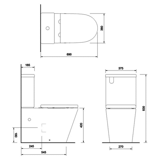 Britton Sphere Rimless Close Coupled Toilet Pan - Soft Close Seat - Envy Bathrooms Ltd