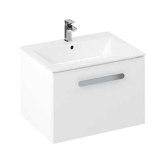 Britton Wall Hung 1-Drawer Vanity Unit 598mm Wide - White - Envy Bathrooms Ltd