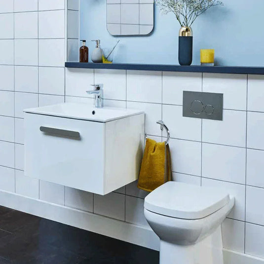 Britton Wall Hung 1-Drawer Vanity Unit 598mm Wide - White - Envy Bathrooms Ltd