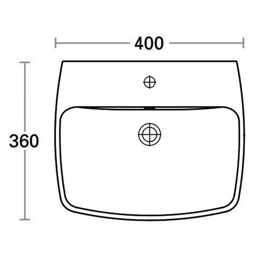 Britton Wall Hung Basin 400mm Wide - 1 Tap Hole - Envy Bathrooms Ltd