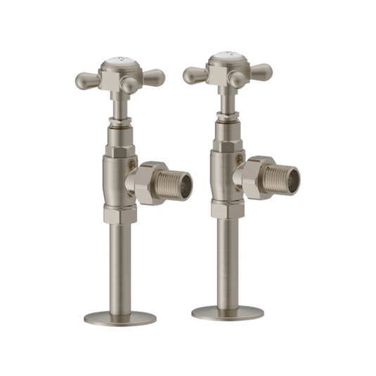 Burlington Angled Radiator Valves Brushed Nickel | R6-BNKL - Envy Bathrooms Ltd
