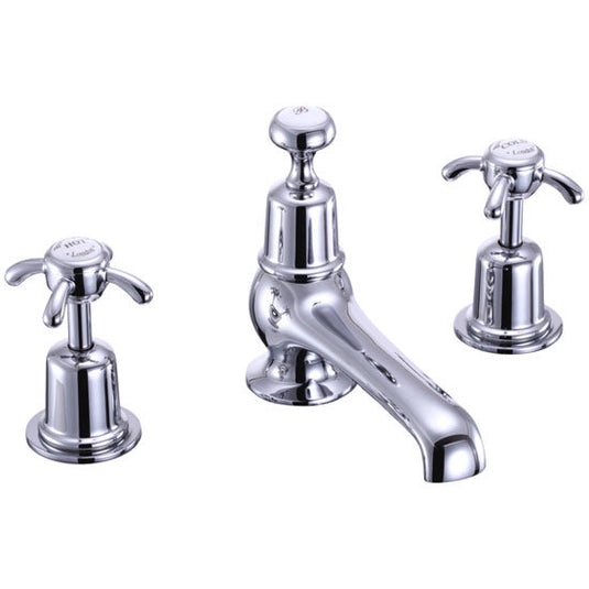 Burlington Anglesey 3 Tap Hole Basin Mixer with Pop Up Waste Chrome | AN12 - Envy Bathrooms Ltd