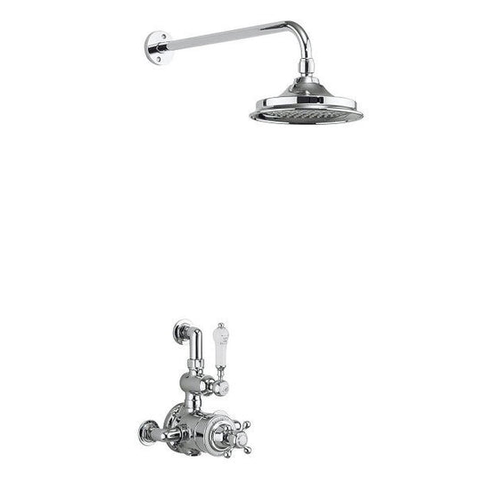 Burlington Avon Thermostatic Exposed Single Outlet Shower Valve with 6" Fixed Head Chrome | AF1S-V16 - Envy Bathrooms Ltd