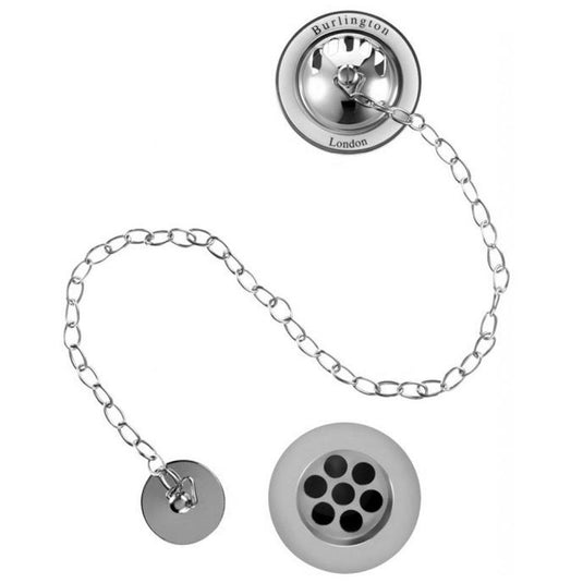 Burlington Bath Overflow with Plug & Chain Chrome | W3 - Envy Bathrooms Ltd