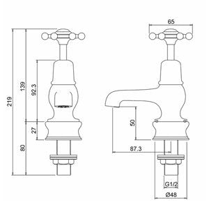Burlington Birkenhead Regent Basin Taps 3" Chrome | BIR1 - Envy Bathrooms Ltd