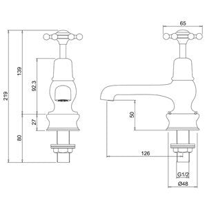 Burlington Birkenhead Regent Basin Taps 5" Chrome | BIR2 - Envy Bathrooms Ltd