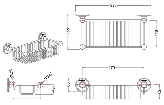 Burlington Chrome Deep Rectangular Basket | A23CHR - Envy Bathrooms Ltd