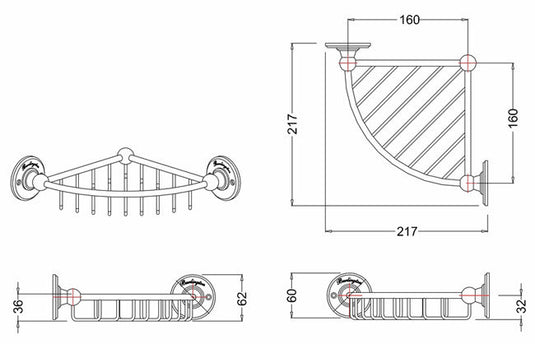 Burlington Chrome Shallow Corner Basket | A21CHR - Envy Bathrooms Ltd