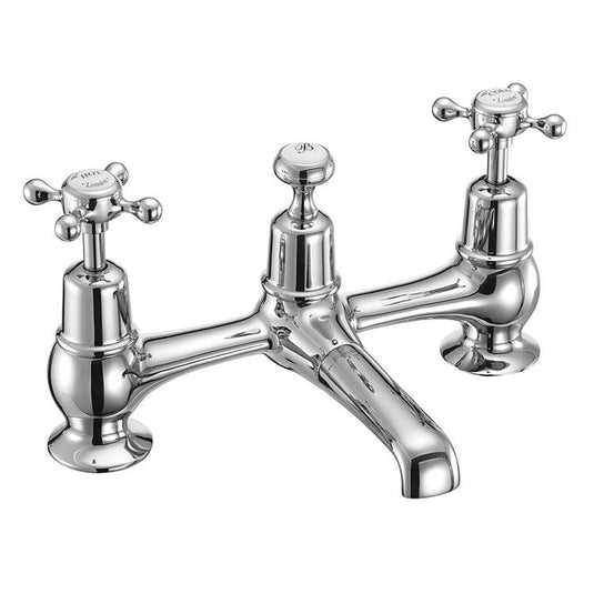 Burlington Claremont 2 Tap Hole Bridge Basin Mixer Chrome | CL10 - Envy Bathrooms Ltd