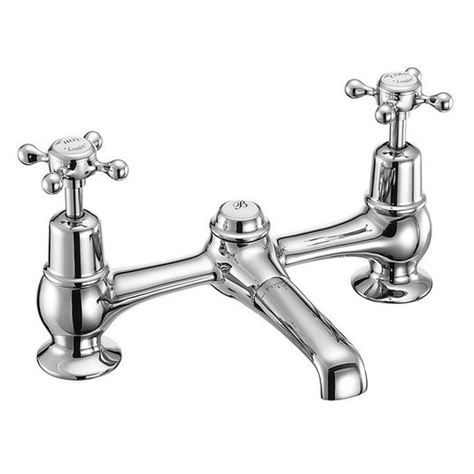 Burlington Claremont 2 Tap Hole Bridge Basin Mixer Chrome | CL10 - Envy Bathrooms Ltd
