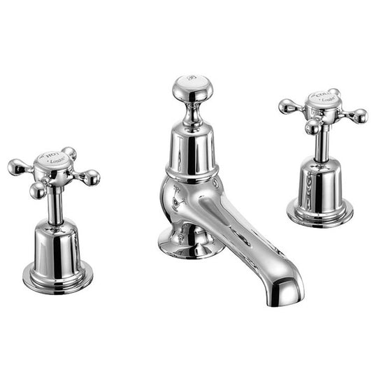 Burlington Claremont 3 Tap Hole Basin Mixer with Pop Up Chrome | CL12 - Envy Bathrooms Ltd