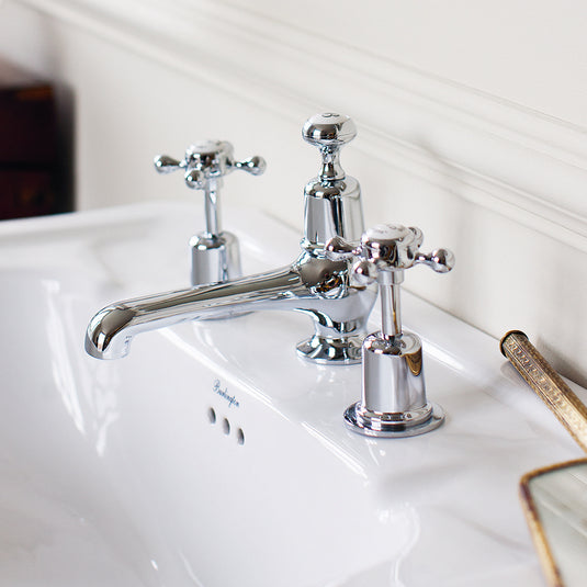 Burlington Claremont 3 Tap Hole Basin Mixer with Pop Up Chrome | CL12 - Envy Bathrooms Ltd