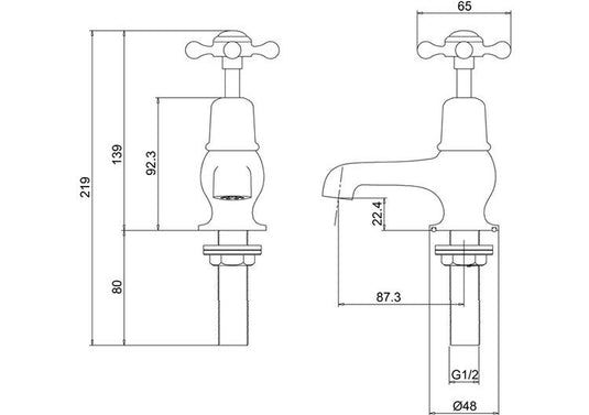 Burlington Claremont Basin Taps 3" Gold | CL1-QT-GOLD - Envy Bathrooms Ltd