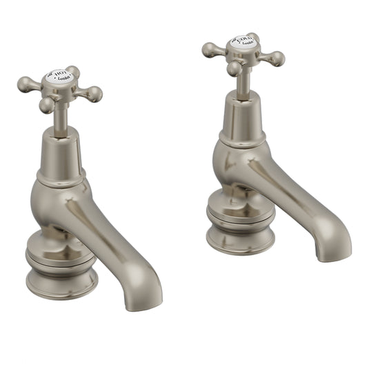 Burlington Claremont Basin Taps 5" Brushed Nickel | CL2-QT-BNKL - Envy Bathrooms Ltd