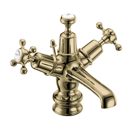 Burlington Claremont Regent Basin Mixer with Pop Up Waste Gold | CLR4-QT-GOLD - Envy Bathrooms Ltd