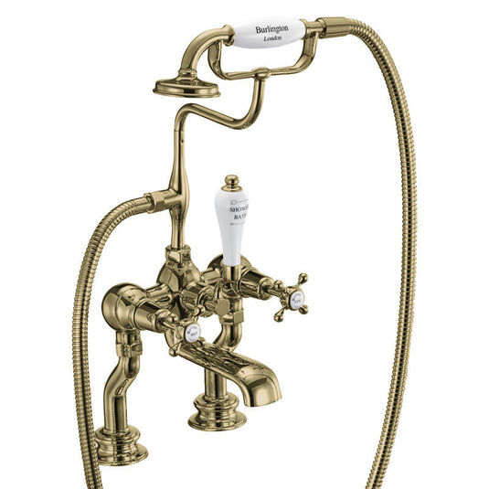 Burlington Claremont Regent Deck Mounted Bath Shower Mixer Gold | CLR15-QT-GOLD - Envy Bathrooms Ltd