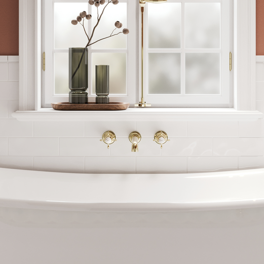Burlington Guild 3TH Wall Mounted Bath Tap Gold | GU330WNG - Envy Bathrooms Ltd
