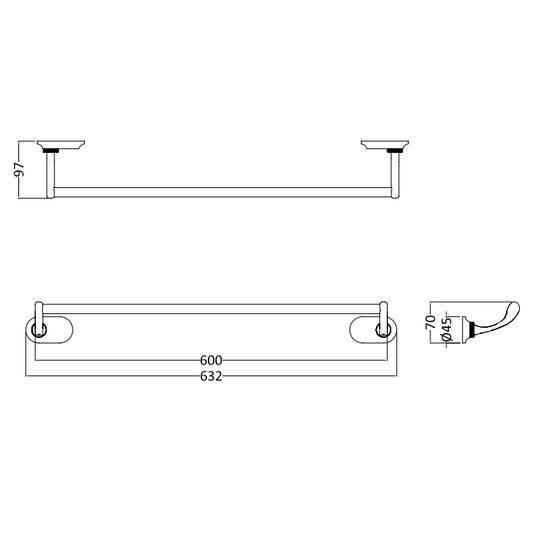Burlington Guild 600mm Towel Rail Gold | GU015G - Envy Bathrooms Ltd