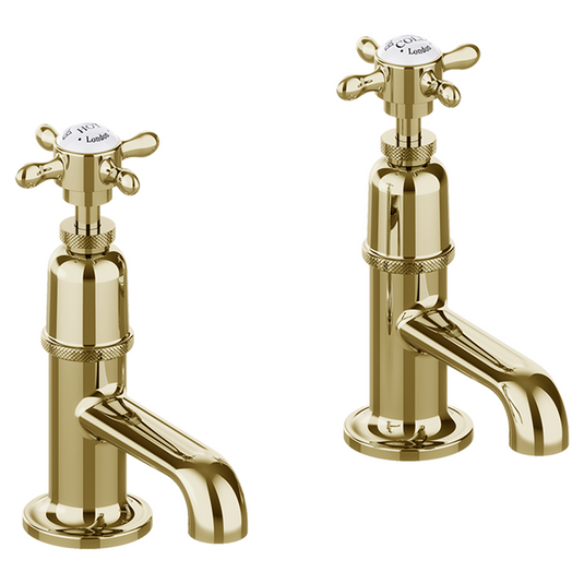 Burlington Guild Basin Pillar Taps 165.7mm Gold | GU150DNG - Envy Bathrooms Ltd