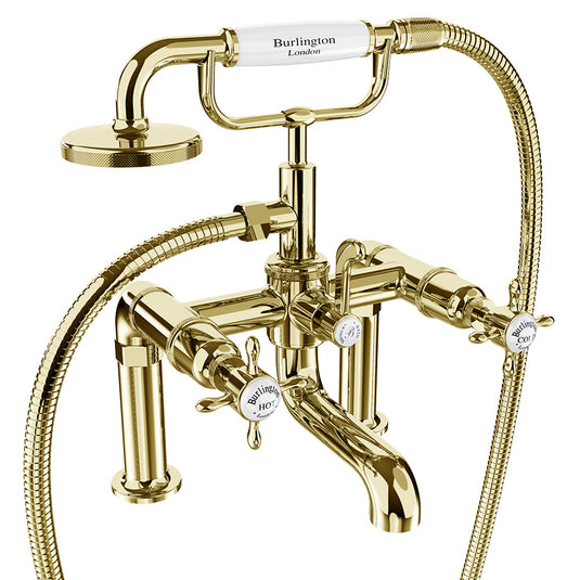 Burlington Guild Deck Mounted Bath Shower Mixer Gold | BU_GU422DG - Envy Bathrooms Ltd