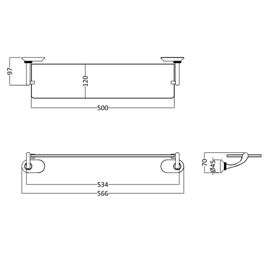 Burlington Guild Glass Shelf Chrome | GU030C - Envy Bathrooms Ltd