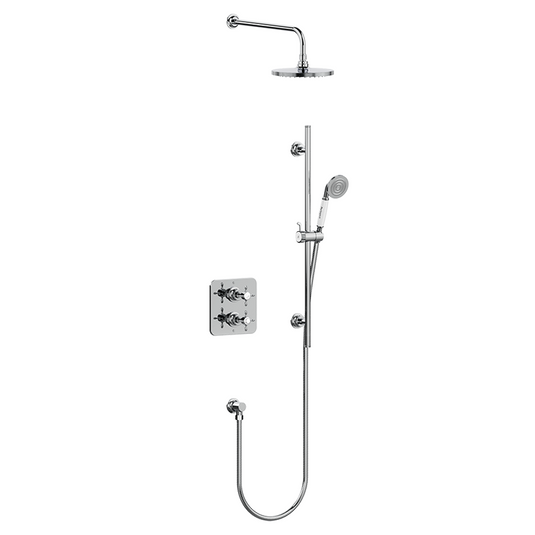 Burlington Guild Square Thermostatic Concealed 2 Outlet 2 Handle Shower Valve Chrome | GUSHOWERPACKSQ4C - Envy Bathrooms Ltd