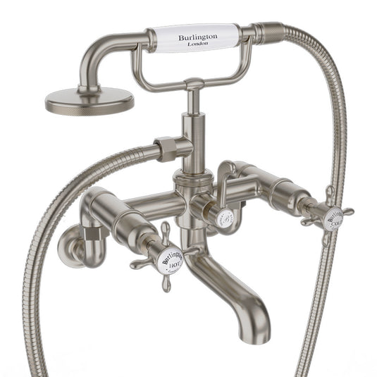 Burlington Guild Wall Mounted Bath Shower Mixer Brushed Nickel | BU_GU422WL - Envy Bathrooms Ltd