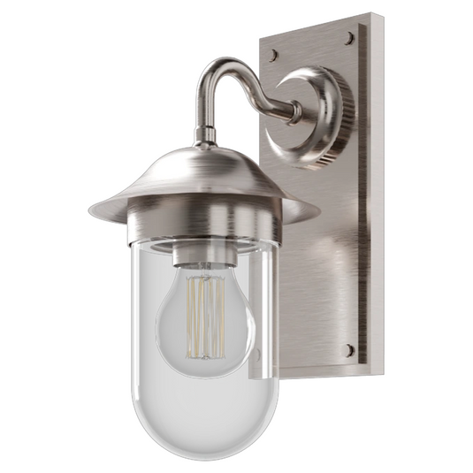 Burlington Guild Wall Mounted Light with Clear Glass Brushed Nickel | GUL002L - Envy Bathrooms Ltd
