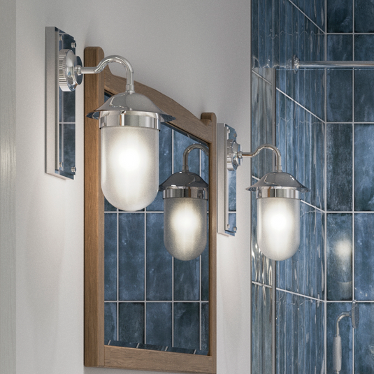Burlington Guild Wall Mounted Light With Frosted Glass Chrome | GUL001C - Envy Bathrooms Ltd