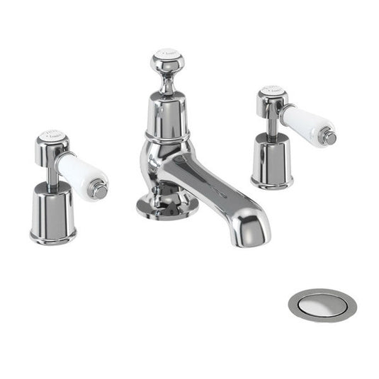 Burlington Kensington 3 Tap Hole Basin Mixer with Pop Up Waste Chrome | KE12 - Envy Bathrooms Ltd