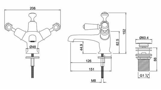 Burlington Kensington Basin Mixer with Click-Clack Waste Chrome | KE6 - Envy Bathrooms Ltd