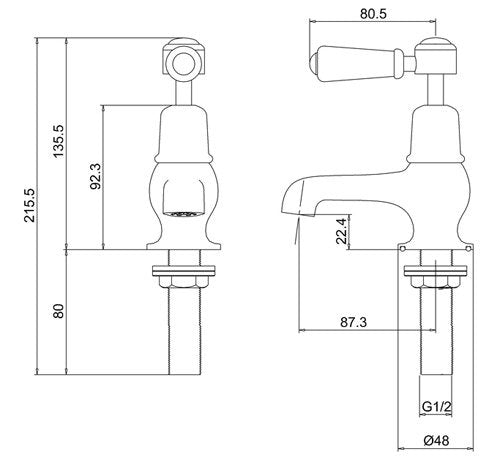 Burlington Kensington Basin Taps 3" Chrome | KE1 - Envy Bathrooms Ltd