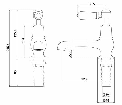 Burlington Kensington Bath Taps Chrome | KE3 - Envy Bathrooms Ltd