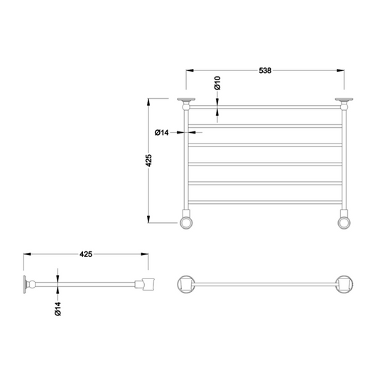 Burlington Optional Towel Rack for 61cm Basin Washstand Brushed Nickel | T23A-S-BNKL - Envy Bathrooms Ltd