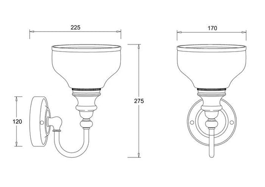 Burlington Ornate Light with Chrome Base and Cup Frosted Glass Shade Chrome | BL21 - Envy Bathrooms Ltd