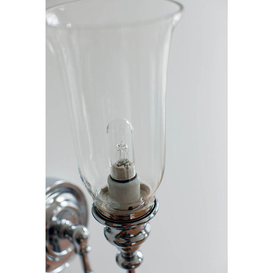 Burlington Ornate Wall Light Chrome Base Vase Clear Glass Shade | BL24 - Envy Bathrooms Ltd