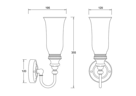 Burlington Ornate Wall Light Chrome Base Vase Clear Glass Shade | BL24 - Envy Bathrooms Ltd