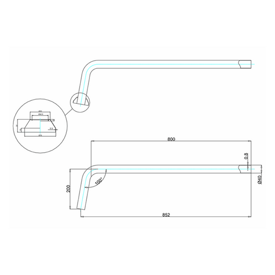 Burlington P-Trap Connection Pipe 40x872x220mm Brushed Nickel | W21-BNKL - Envy Bathrooms Ltd