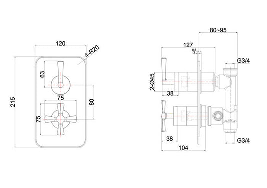 Burlington Riviera Art Deco 1 Outlet Thermostatic Concealed Shower Valve Chrome | R1SV-CHR - Envy Bathrooms Ltd