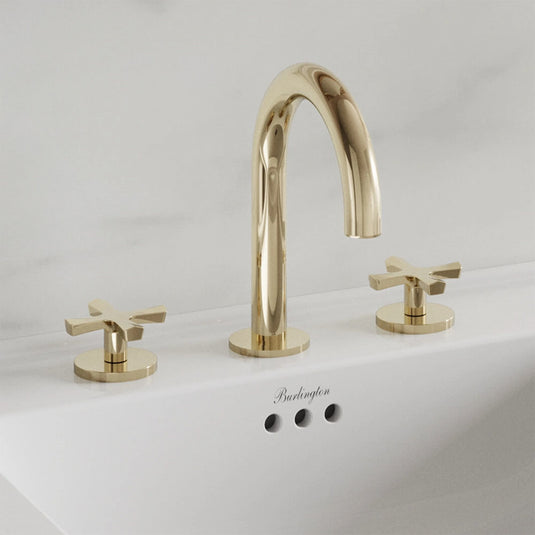 Burlington Riviera Art Deco 3 Hole Deck Basin Mixer Gold | RIV6-GOLD - Envy Bathrooms Ltd