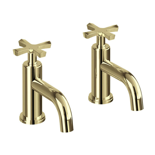 Burlington Riviera Art Deco Basin Pillar Taps Gold | RIV7-GOLD - Envy Bathrooms Ltd
