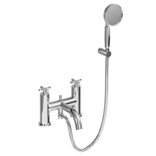 Burlington Riviera Art Deco Bath Shower Mixer with Shower Kit Chrome | RIV4-CHR - Envy Bathrooms Ltd