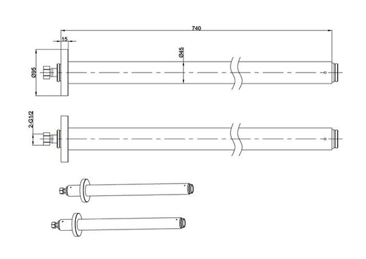 Burlington Riviera Art Deco Gold Standpipes for Freestanding Bath Taps | RIV15-GOLD - Envy Bathrooms Ltd