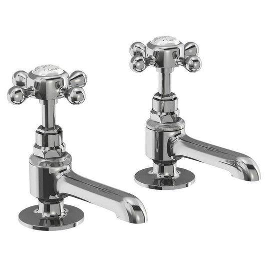 Burlington Stafford Long Nose Basin Pillar Taps Chrome | STA12-QT - Envy Bathrooms Ltd