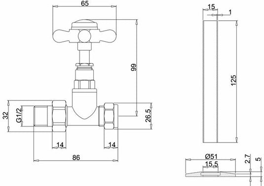 Burlington Straight Radiator Valves Chrome | R7CHR - Envy Bathrooms Ltd