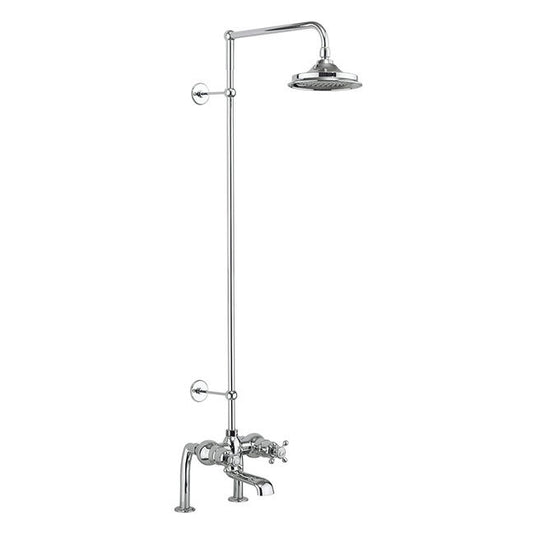 Burlington Tay Deck Mounted Bath Shower Mixer & Rigid Riser Chrome | BT2DS-V16 - Envy Bathrooms Ltd