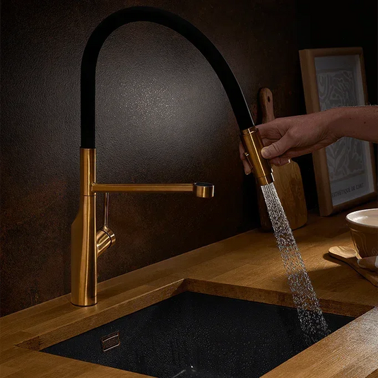 Clearwater Alasia Pro Single Lever Pull Out Kitchen Sink Mixer Tap - Brushed Brass - ALA30BB - Envy Bathrooms Ltd