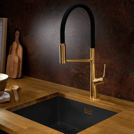 Clearwater Alasia Pro Single Lever Pull Out Kitchen Sink Mixer Tap - Brushed Brass - ALA30BB - Envy Bathrooms Ltd