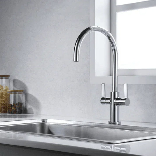 Clearwater Auva C Twin Lever Monobloc Kitchen Sink Mixer Tap - Chrome - AU2CP - Envy Bathrooms Ltd