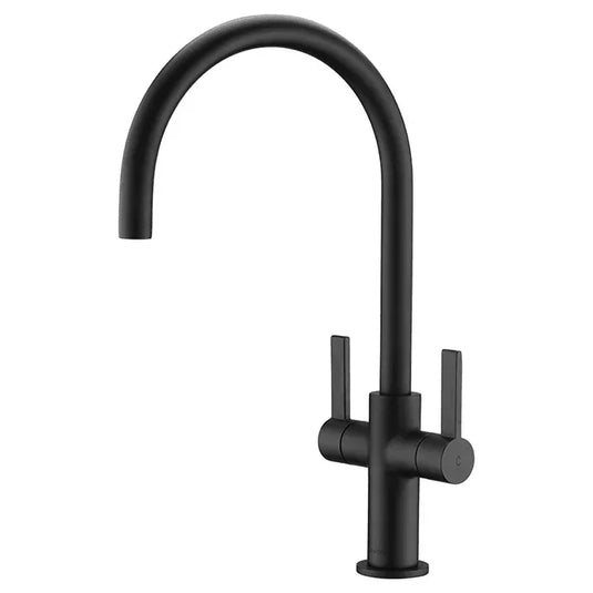 Clearwater Auva C Twin Lever Monobloc Kitchen Sink Mixer Tap - Matt Black - AU2MB - Envy Bathrooms Ltd